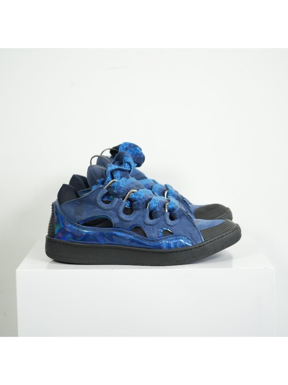 Lanvin Curb Blue Suede Sneakers Size 44